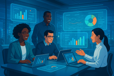 Imagine a futuristic workspace where a diverse team of professionals collaborates seamlessly surrounded by holographic data displays and interactive s (1)