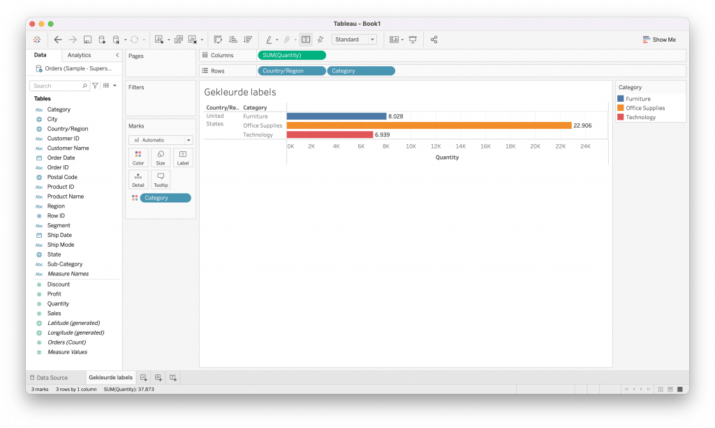 In Tableau de kleur van labels aanpassen