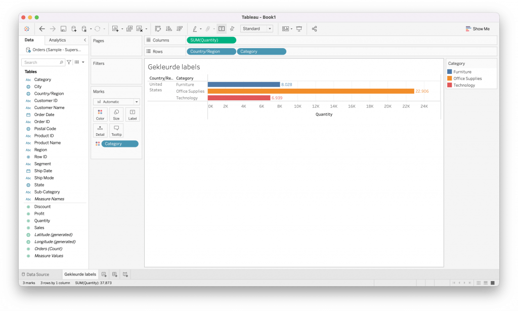 In Tableau de kleur van labels aanpassen