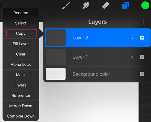 Copy a layer in Procreate