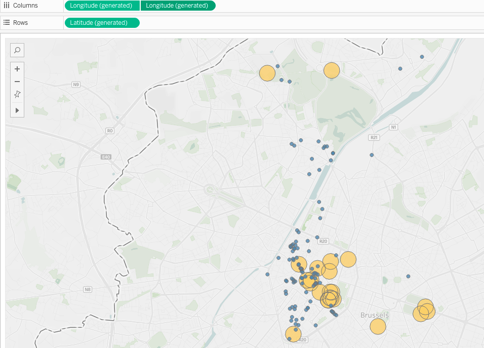 Tableau 2020.1: How to use spatial buffer calculation