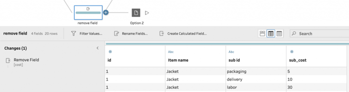 Tableau Prep remove field