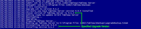Tableau Server Specified Version Upgrade