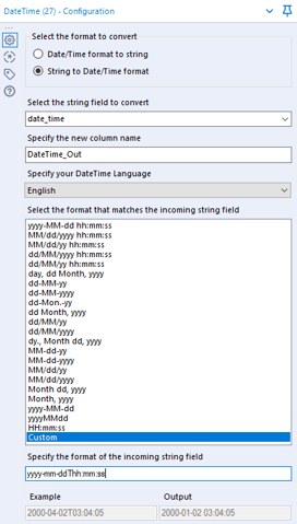 Step two, the datetime field
