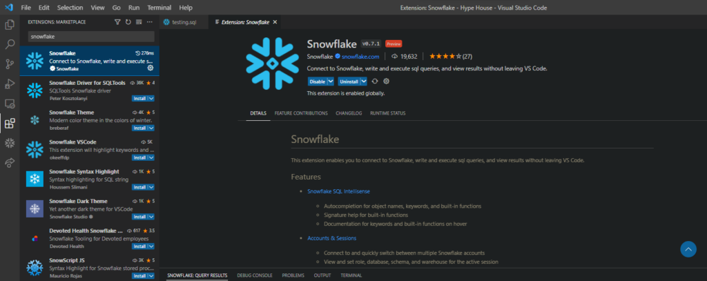 How to connect VS Code to Snowflake