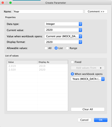 Setting the current year to make your dashboard open on current week