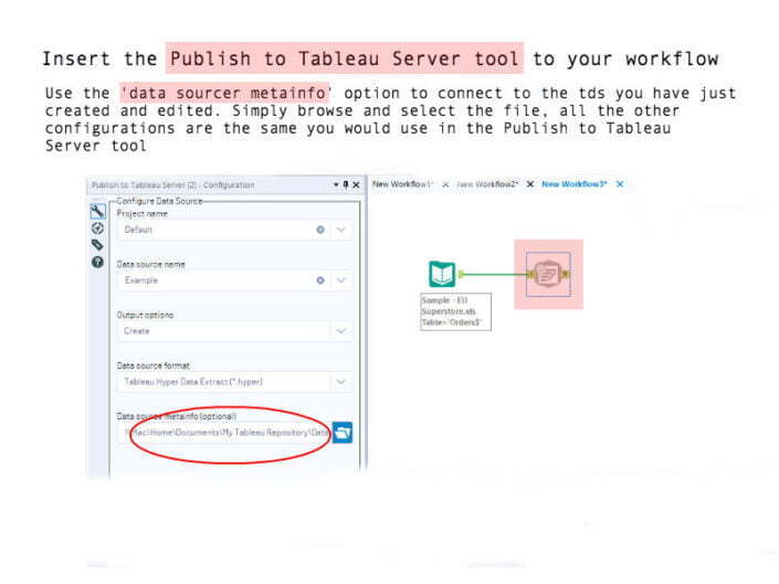 Create tdsx using Publish to Tableau Server tool Alteryx